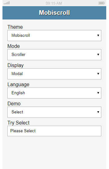 Touch date selection plugin Mobiscroll