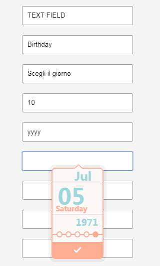 Animated sliding date input control