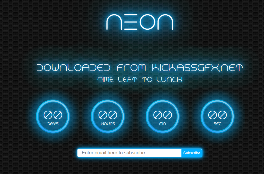 Blue glowing website countdown template