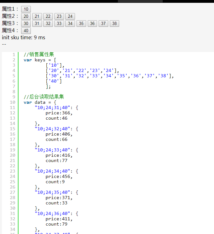 SKU combination query algorithm