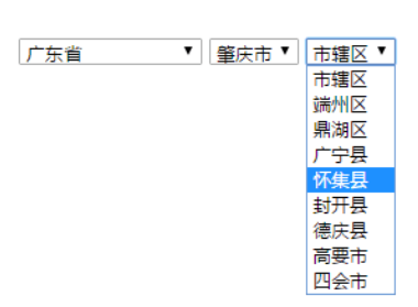js three-level linkage between provinces, cities and counties