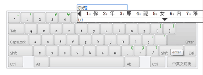 Simulated virtual keyboard with Chinese Pinyin input