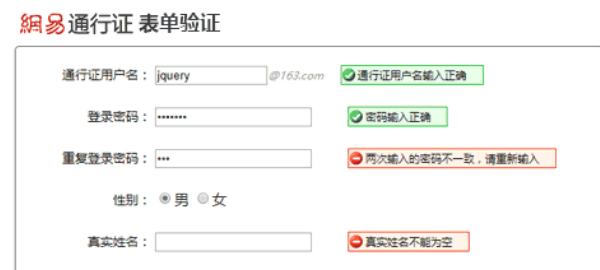 仿网易表单验证