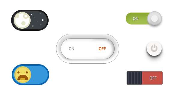 Plusieurs ensembles de codes de boutons de commutation CSS3 créatifs