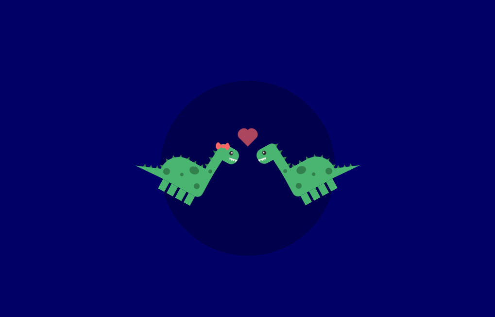 CSS3可爱的恐龙夫妇爱情
