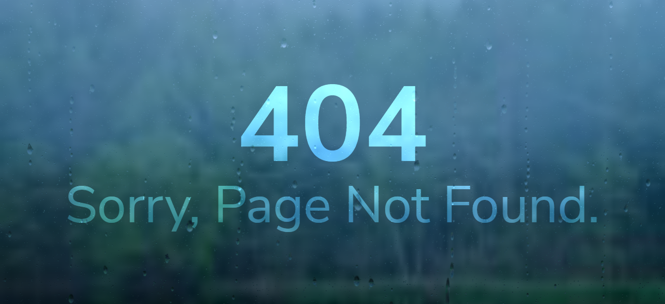 下雨雨滴的404错误动画页面模板