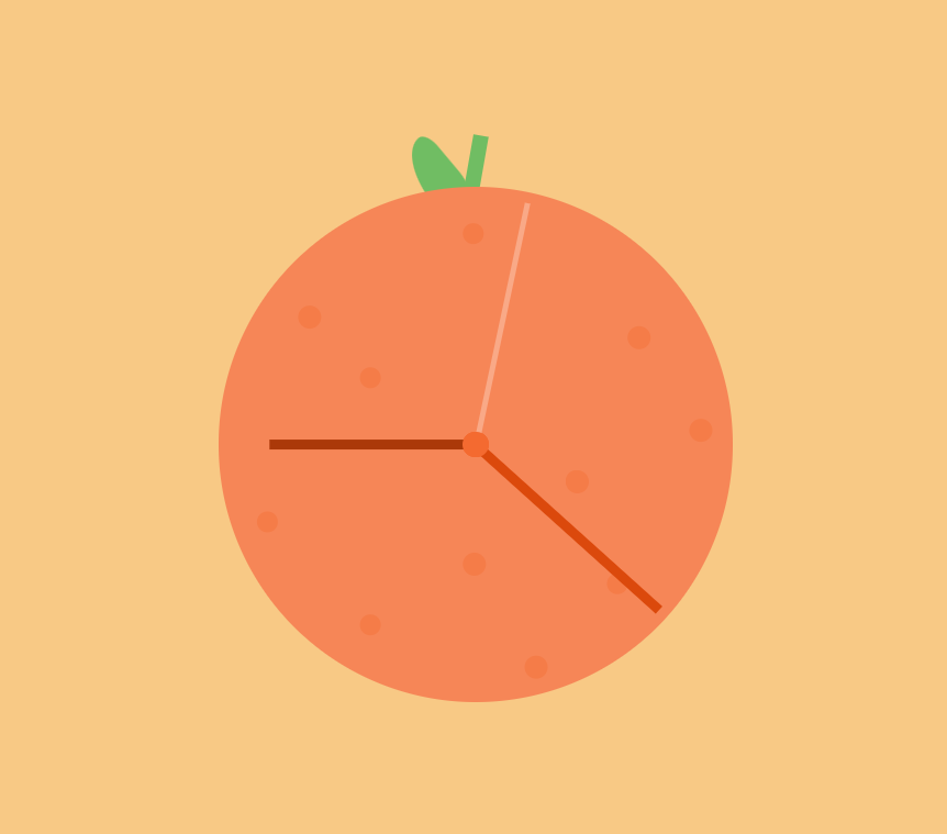 橙子创意造型设计的时钟特效