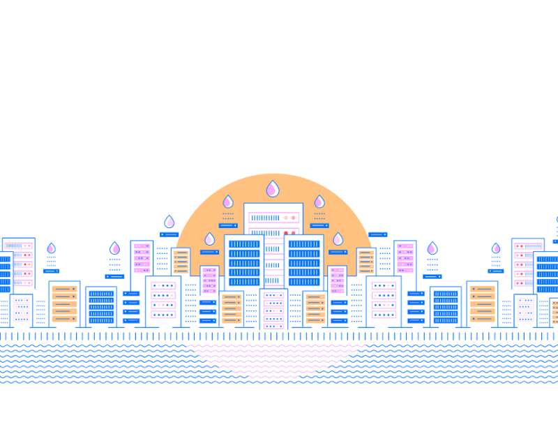 effets spéciaux d'animation de scène de page de destination de ville de svg