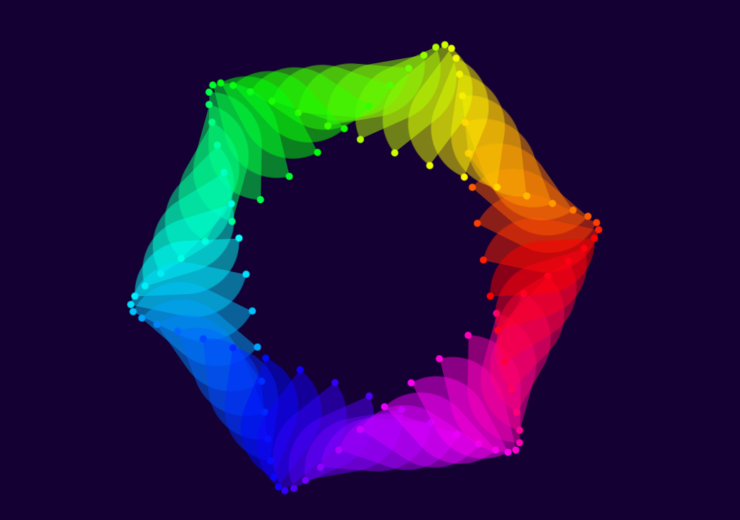 彩虹色六角形圖形旋轉動畫特效