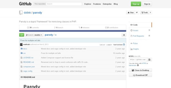 Parody：一种可以用来模仿类和对象以及提供工作结果支持方法调用的php类库