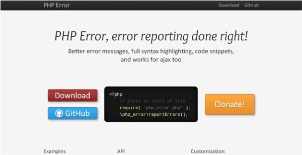 PHP Error：一个为更好的解决开发过程中面临着标准的PHP错误信息一个开源的PHP类库