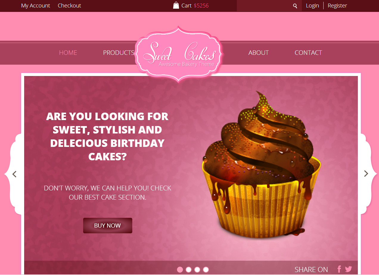 国外粉色的蛋糕甜品店铺购物网站模板