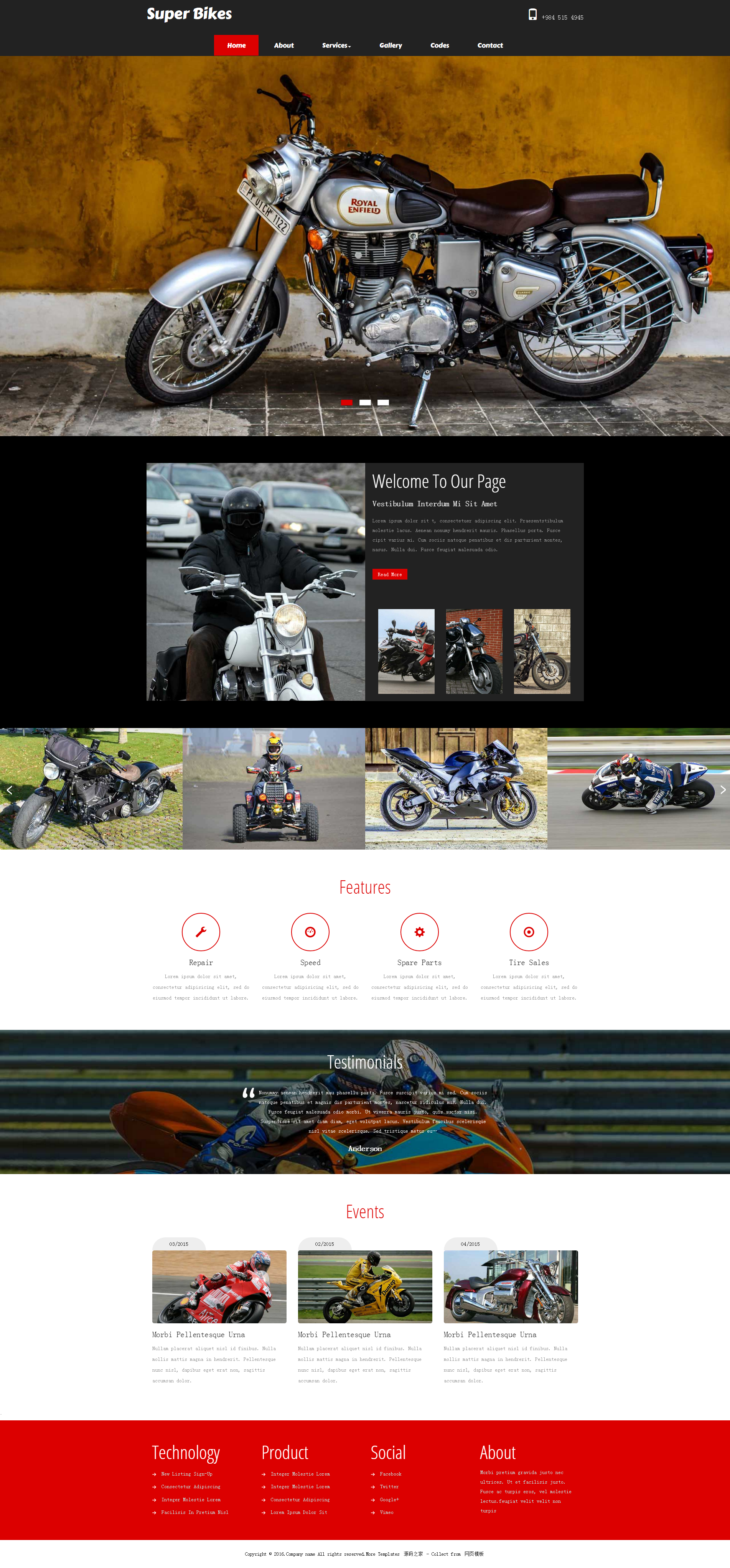 HTML5摩托车俱乐部响应式网站模板