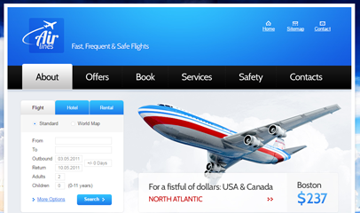 蓝色大气航空公司网站模板
