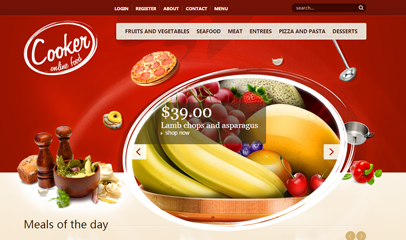 红色漂亮西餐美食公司网站模板