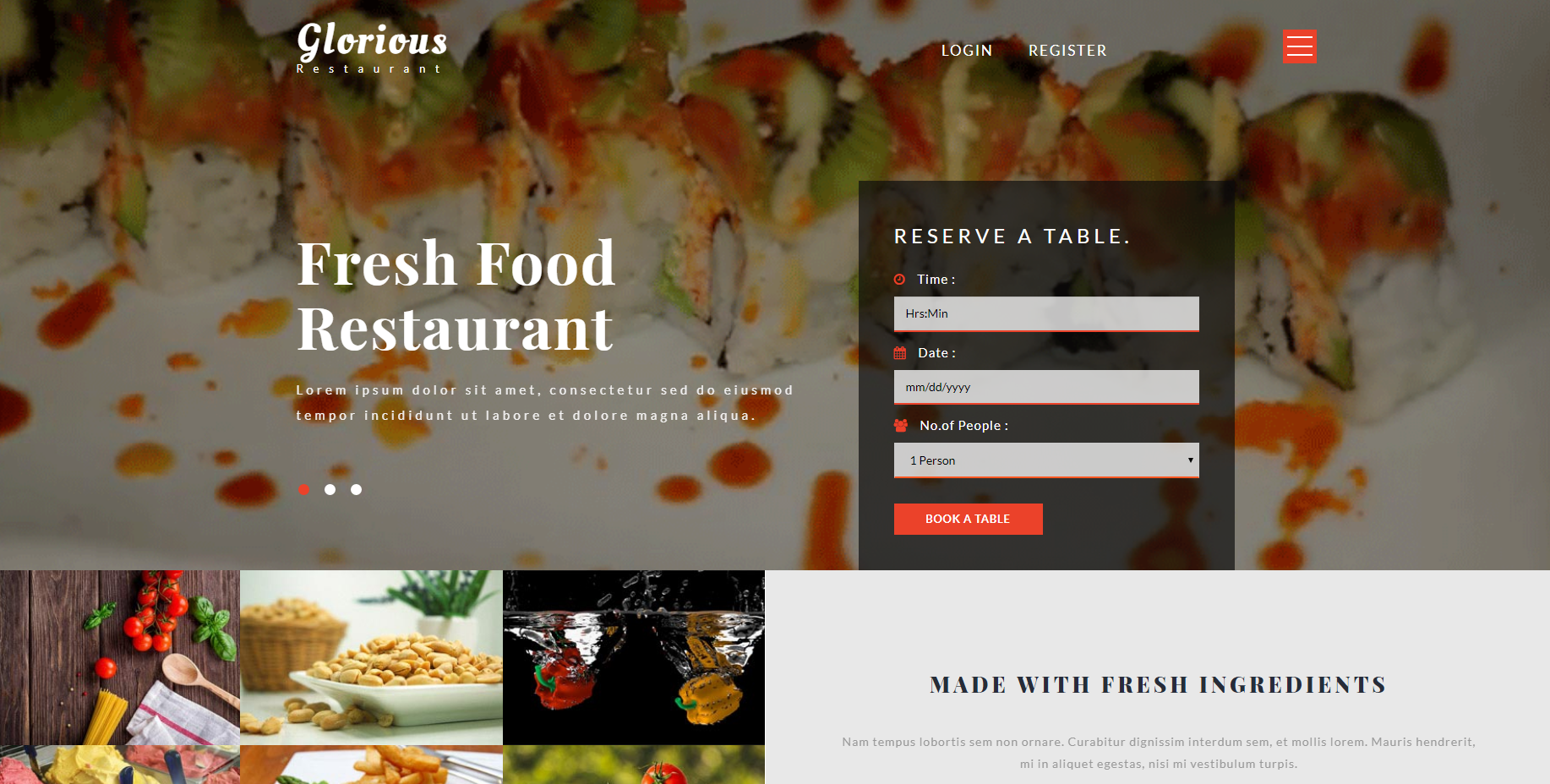 光荣餐馆响应式的网站模板