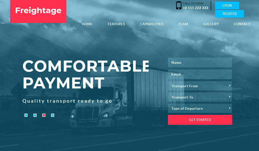 海蓝色货物运输企业网站模板
