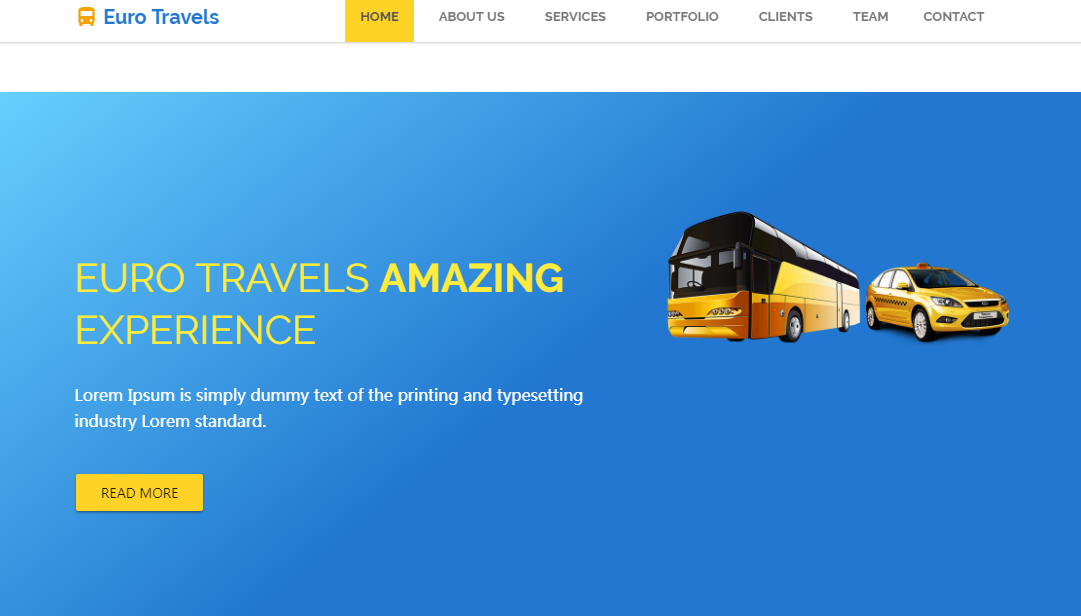 蓝黄色旅游巴士公司网站模板