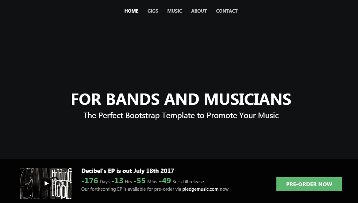 黑色酷炫乐队网站模板