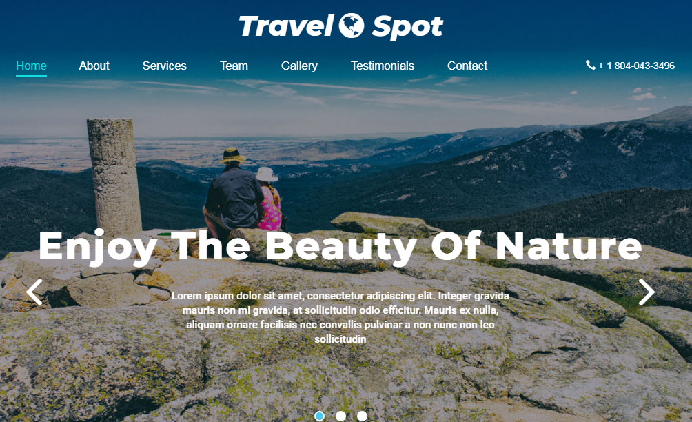 蓝绿色全屏旅游风景区网站模板