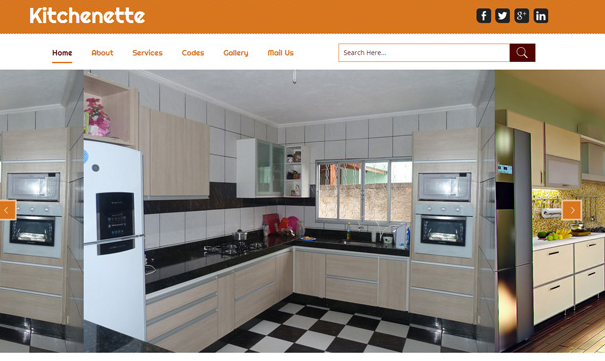 橙色厨房橱柜装修设计网页模板