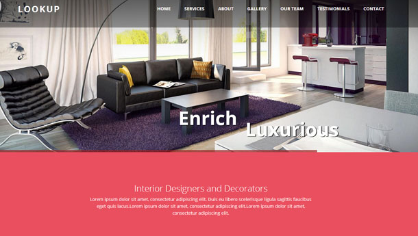 现代化时尚扁平室内设计网站模板