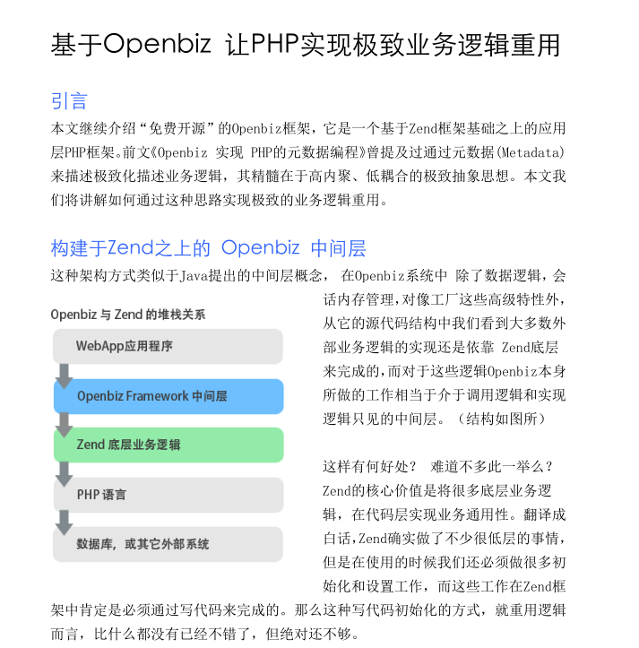 基于Openbiz让PHP实现极致业务逻辑重用