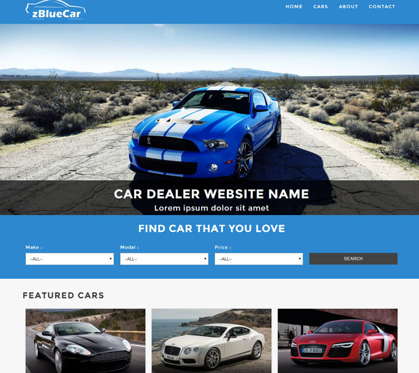 蓝色风格汽车交易网站模板