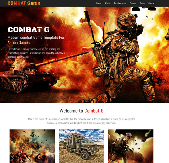 War game screen special effects production company website template