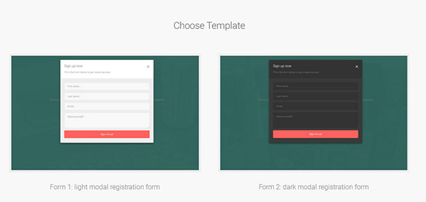 Modèle d'enregistrement d'utilisateur contextuel Bootstrap