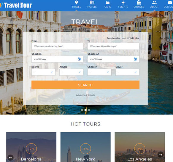 国际长途酒店机票预订网站模板