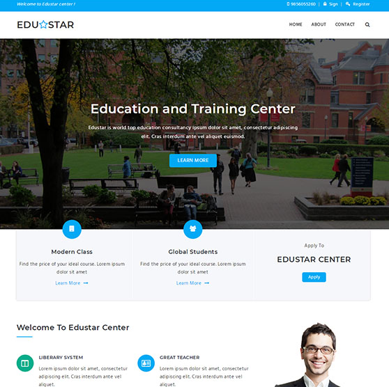 蓝色宽屏学校教育网站模板