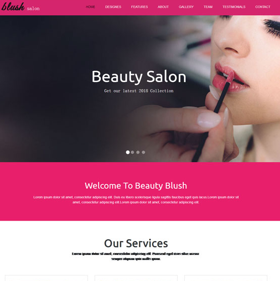 桃红色时尚女性化妆品网站模板