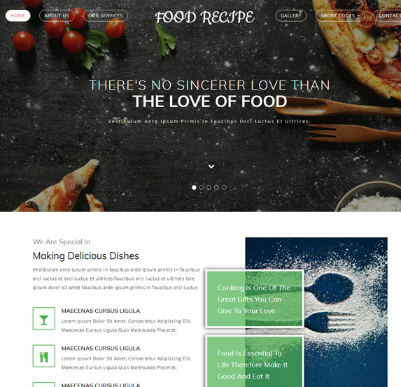 小清新美食行业响应式网站模板