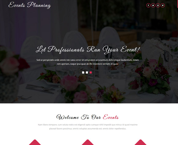 扁平化红色婚礼策划网页模板