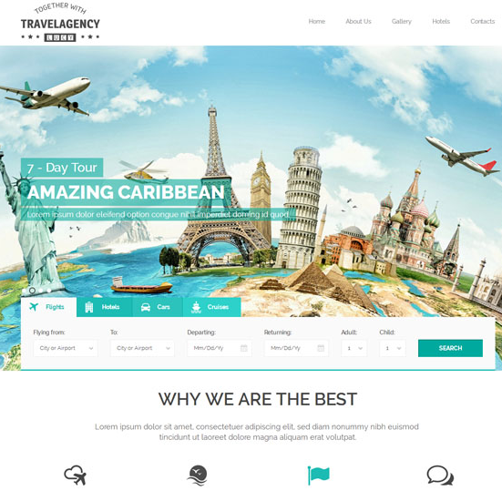 绿色全球旅游门户网站模板
