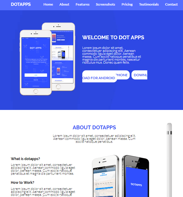 蓝色app宣传介绍网站模板