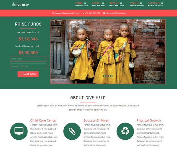 少数民族贫困儿童救助网站模板