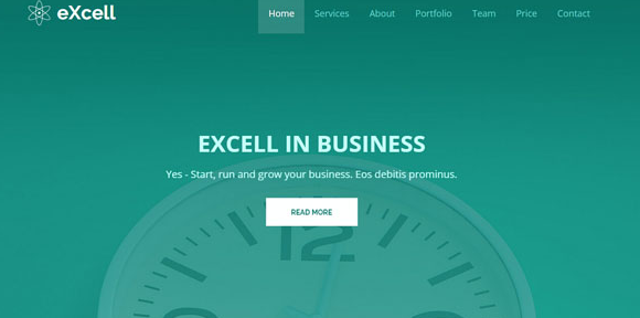浅绿色时钟背景企业网站模板
