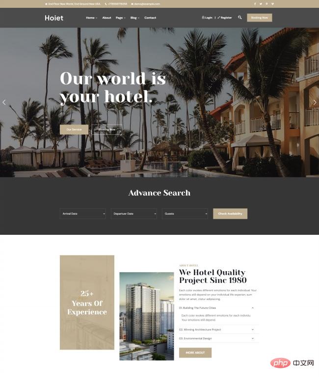 酒店在线预订宣传网站模板
