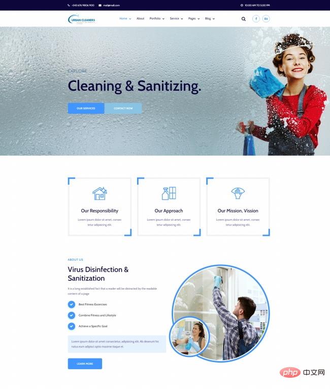 响应式清洁消毒家政服务网站模板