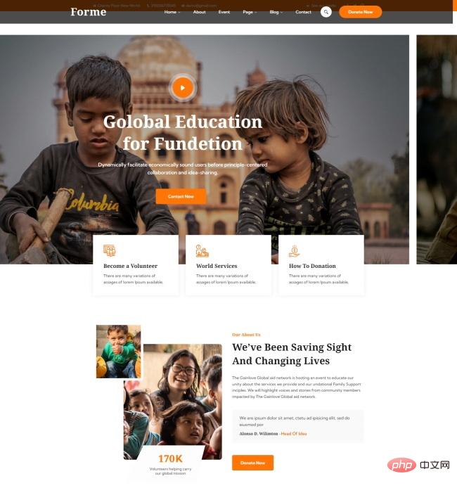 儿童非盈利性慈善机构宣传网站模板