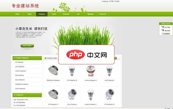 网展中英企业网站系统绿色风格6.8