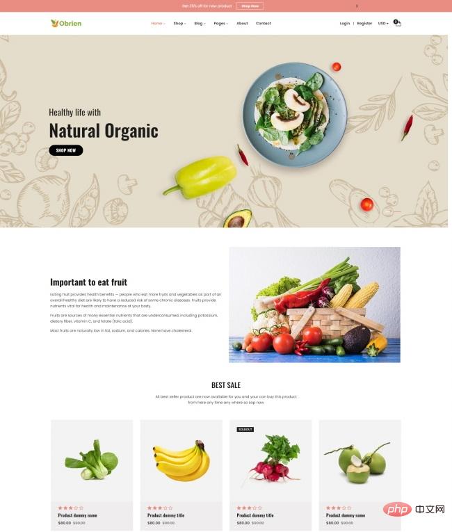有机蔬菜水果食品店HTML5模板