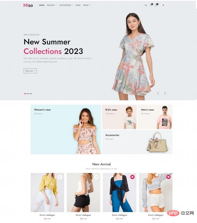 夏季时尚服装配饰电子商城网站模板