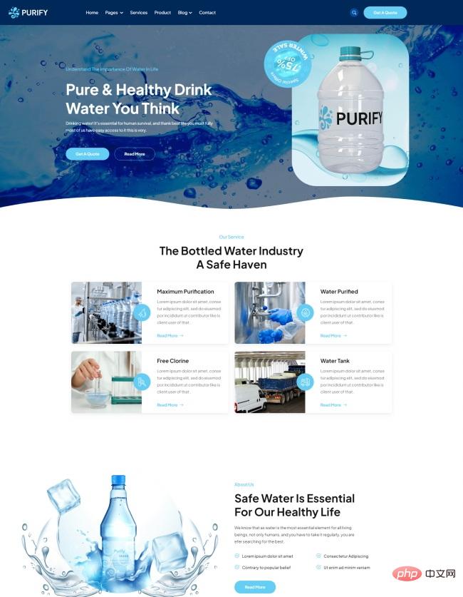 Responsive bottled water industry website template