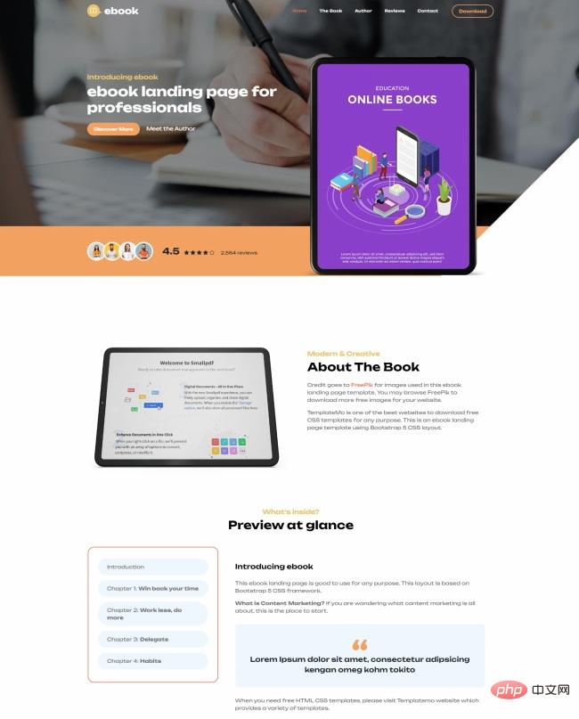 Minimalist business style e-book landing page template