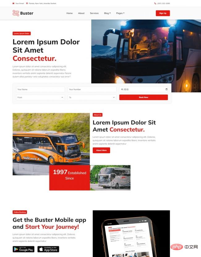 Bus ticket booking website template Free Download Front end template php cn