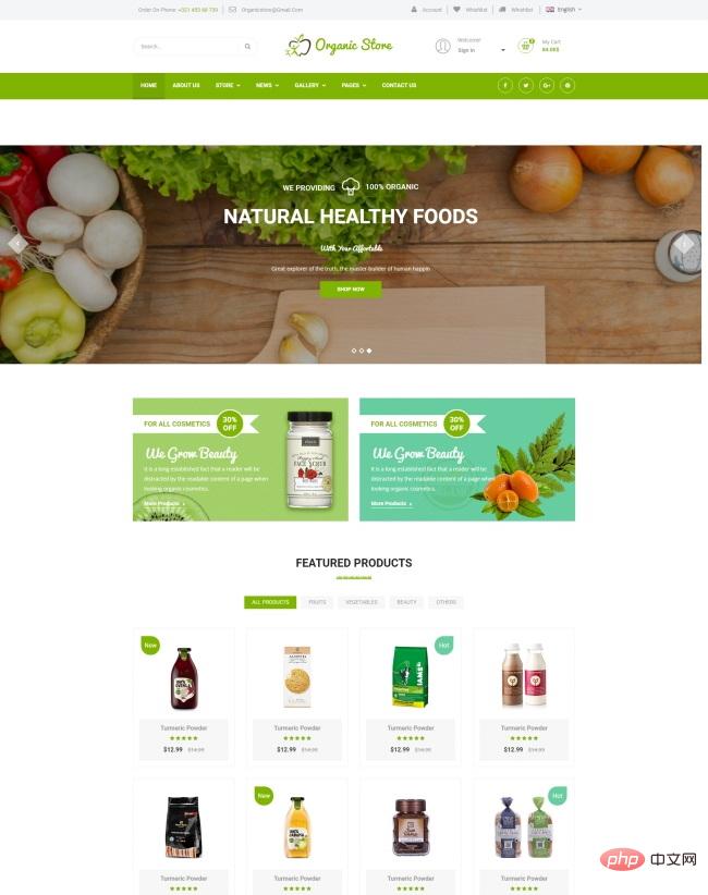 有机果蔬食品商城响应式网站模板