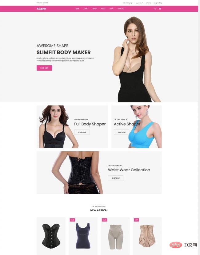 时尚美体塑身衣电子商城网站模板